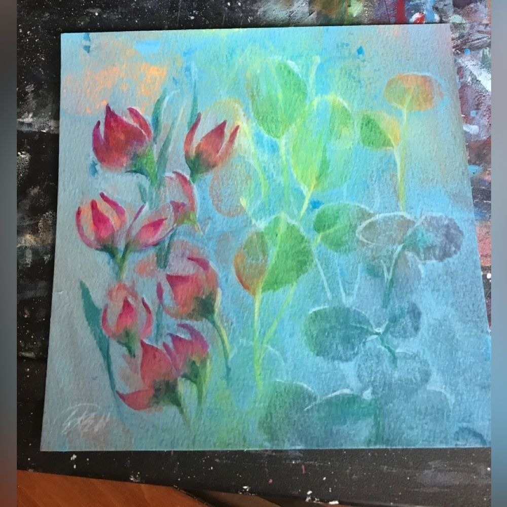 Plants Original Painting Wild flowers floral Art artwork Surrealism Artettina